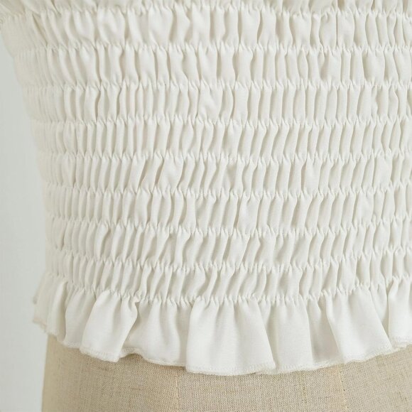 Womens Renaissance Peasant Blouse Off Shoulder Trumpet Sleeve Tops - Picture 4 of 5